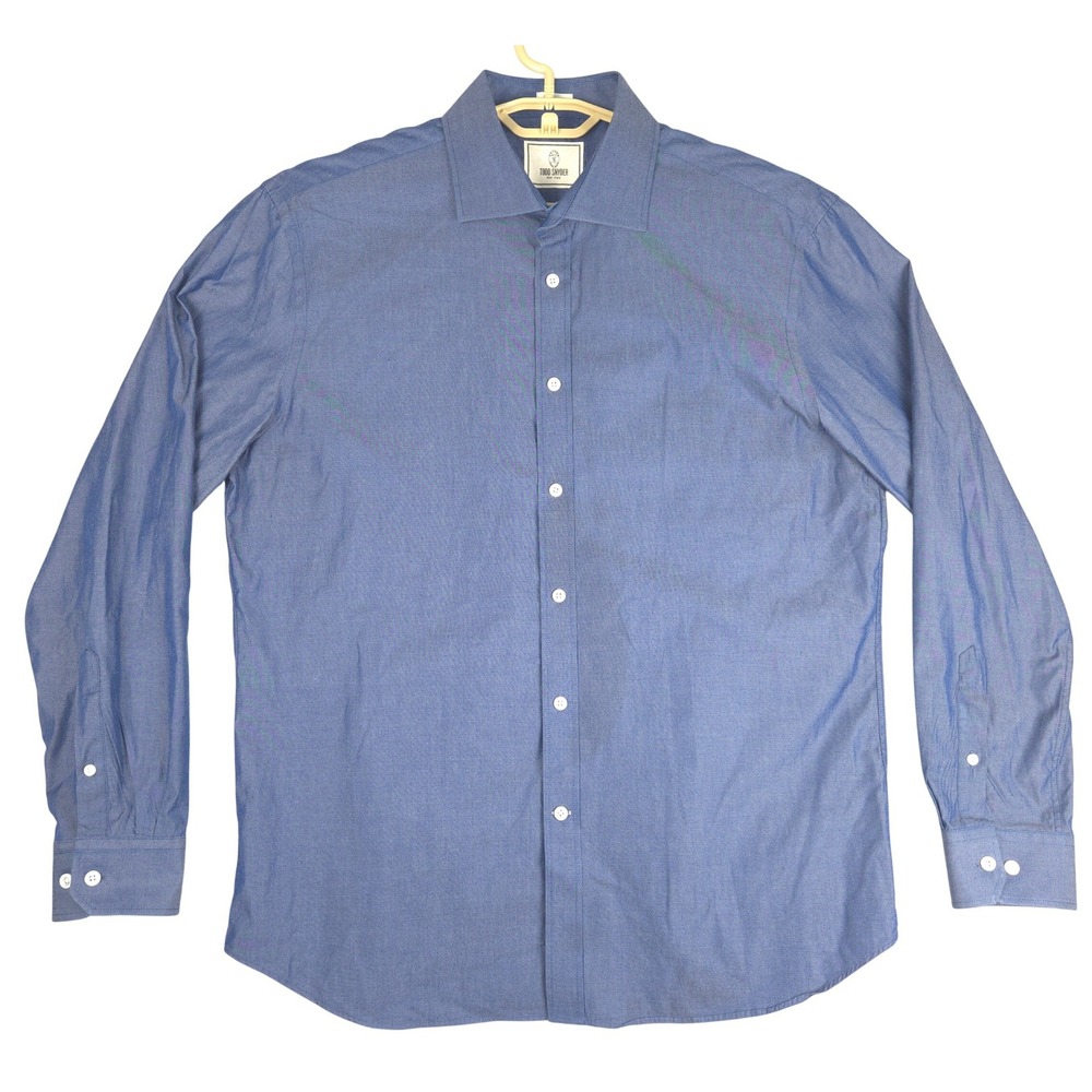 Todd Snyder New York Mens Blue 2 Ply Cotton Dress Shirt Size‎ 17 34 35